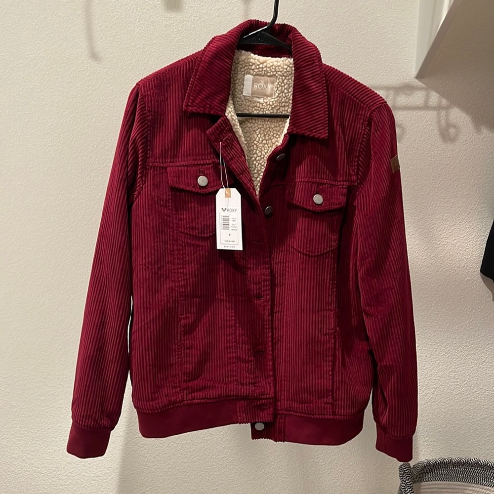 Roxy Burgundy Jacket Corduroy with Fleece Lining NWT